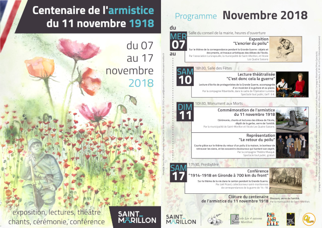 Programme commémoration 11 novembre 2018