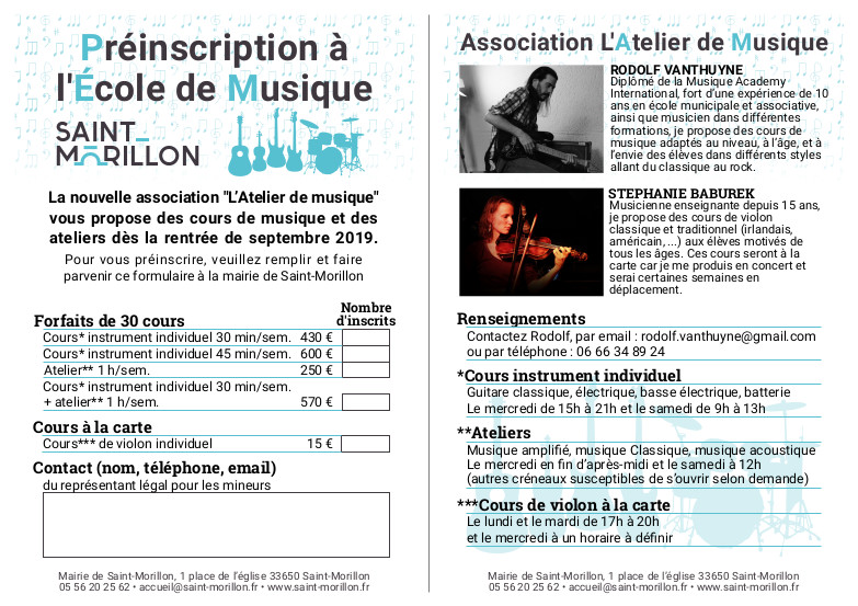 2019 07 Flyer école de musique