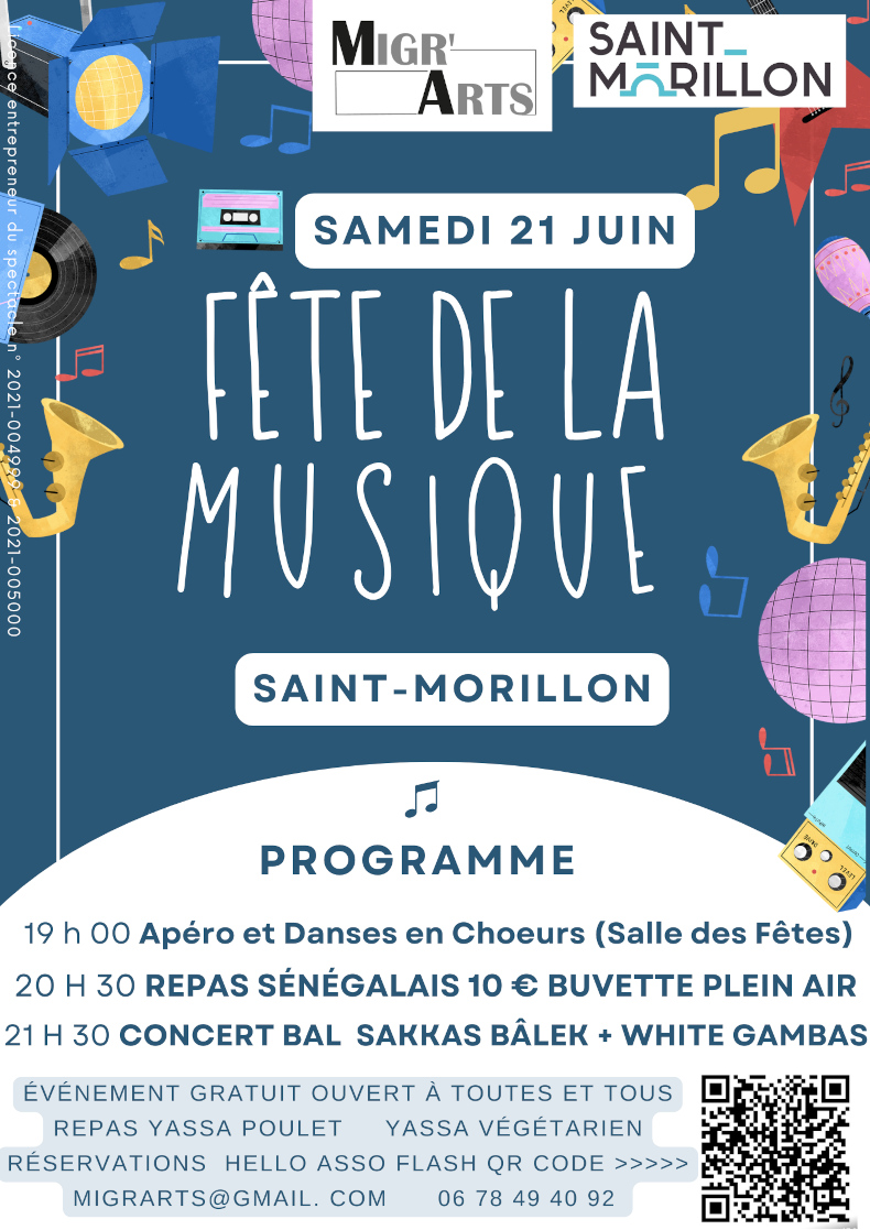 Affiche fête de la musique Saint MORILLON 2025 790px