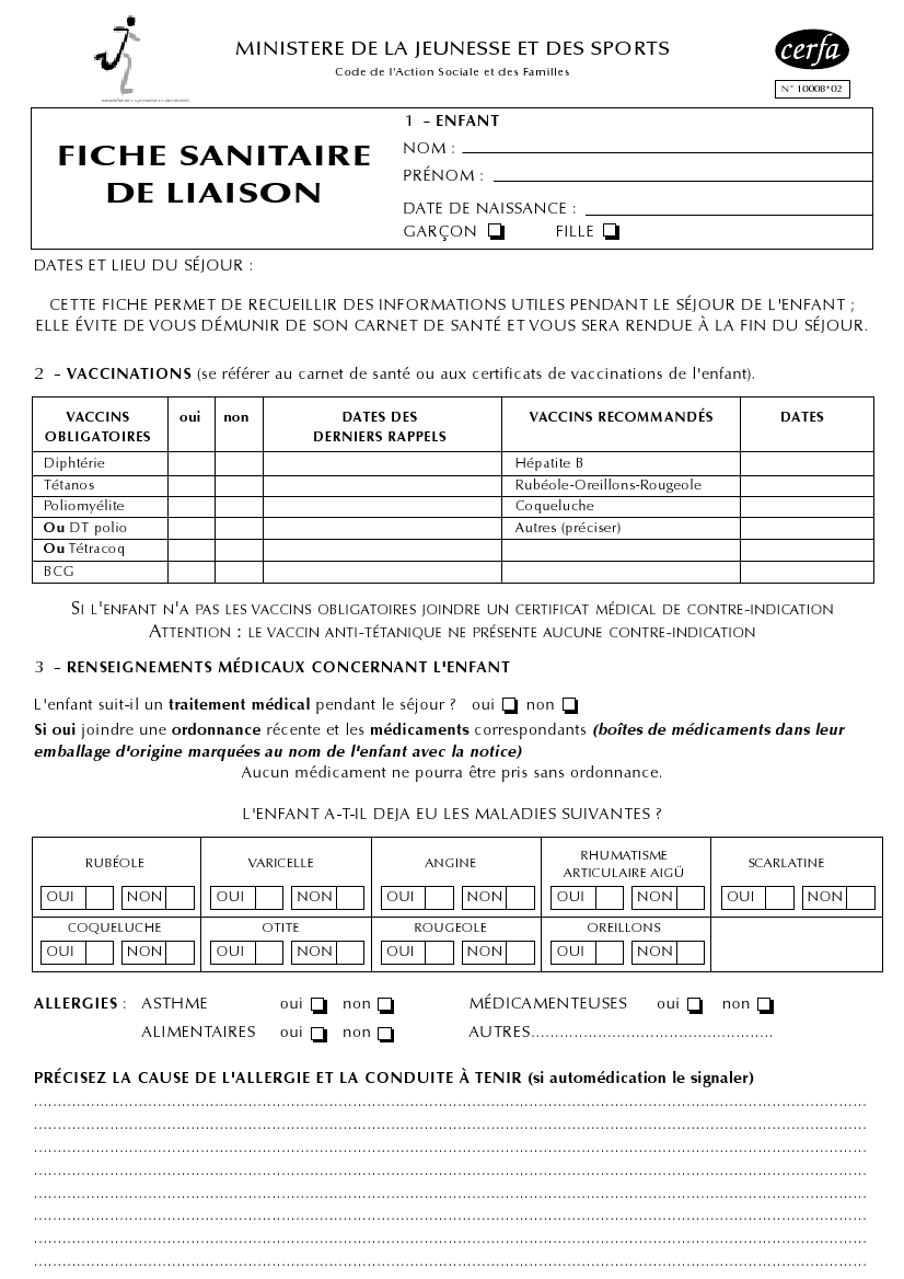 3 piece 3 Fiche sanitaire liaison