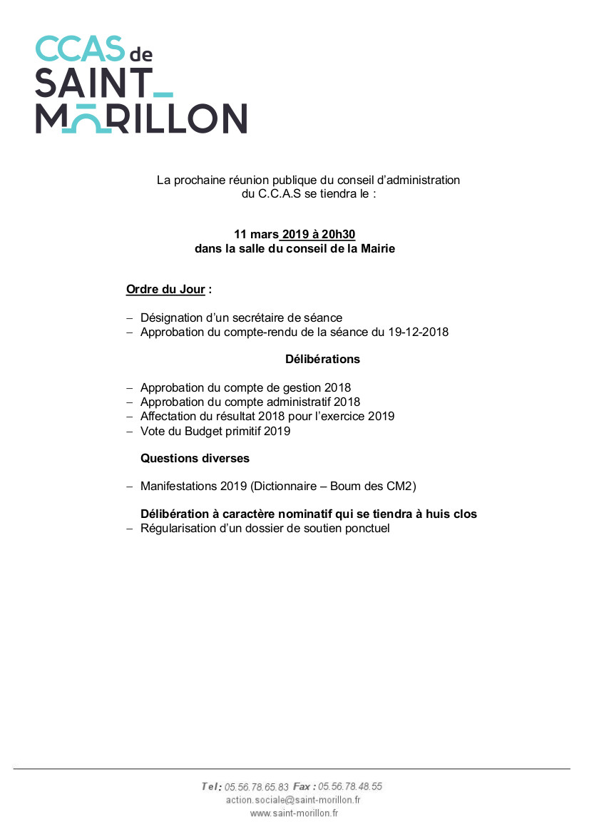 ORDRE DU JOUR CCAS 2019