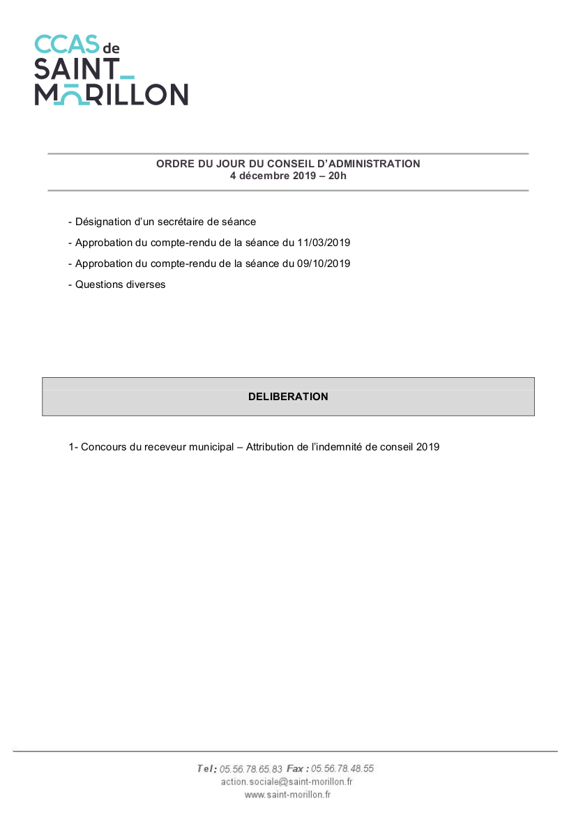 ORDRE DU JOUR DU 04 12 2019